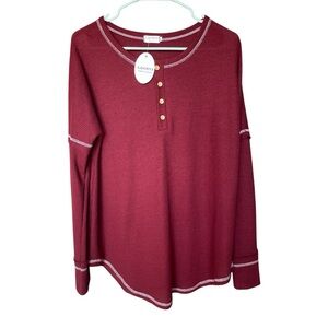 Locryz Burgundy Long Sleeve Thermal Shirt Size XL (NWT)